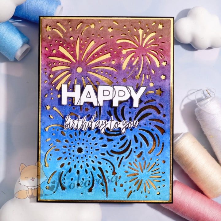 Kokorosa Metal Cutting Dies with Blooming Fireworks Background Board