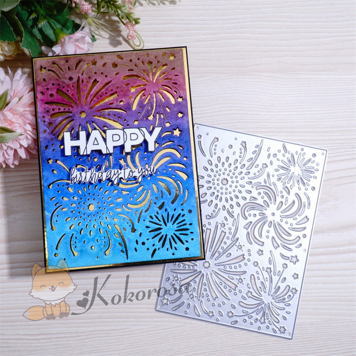 Kokorosa Metal Cutting Dies with Blooming Fireworks Background Board