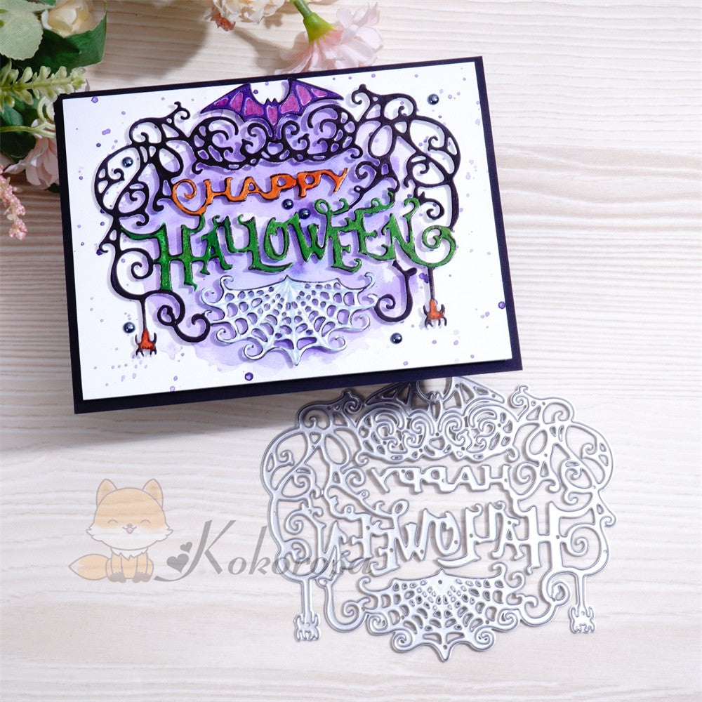 Kokorosa Metal Cutting Dies with Vintage "HAPPY HALLOWEEN" Words