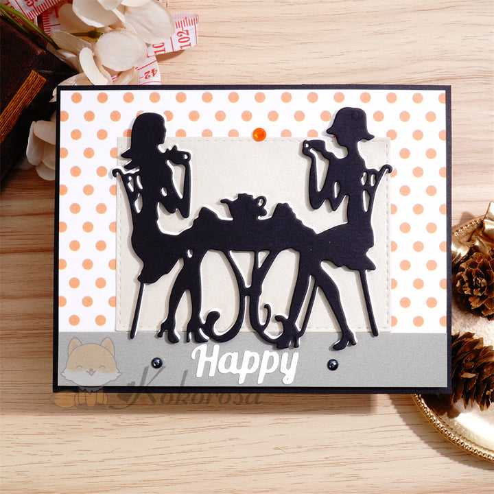 Kokorosa Metal Cutting Dies with Ladies Tea Party