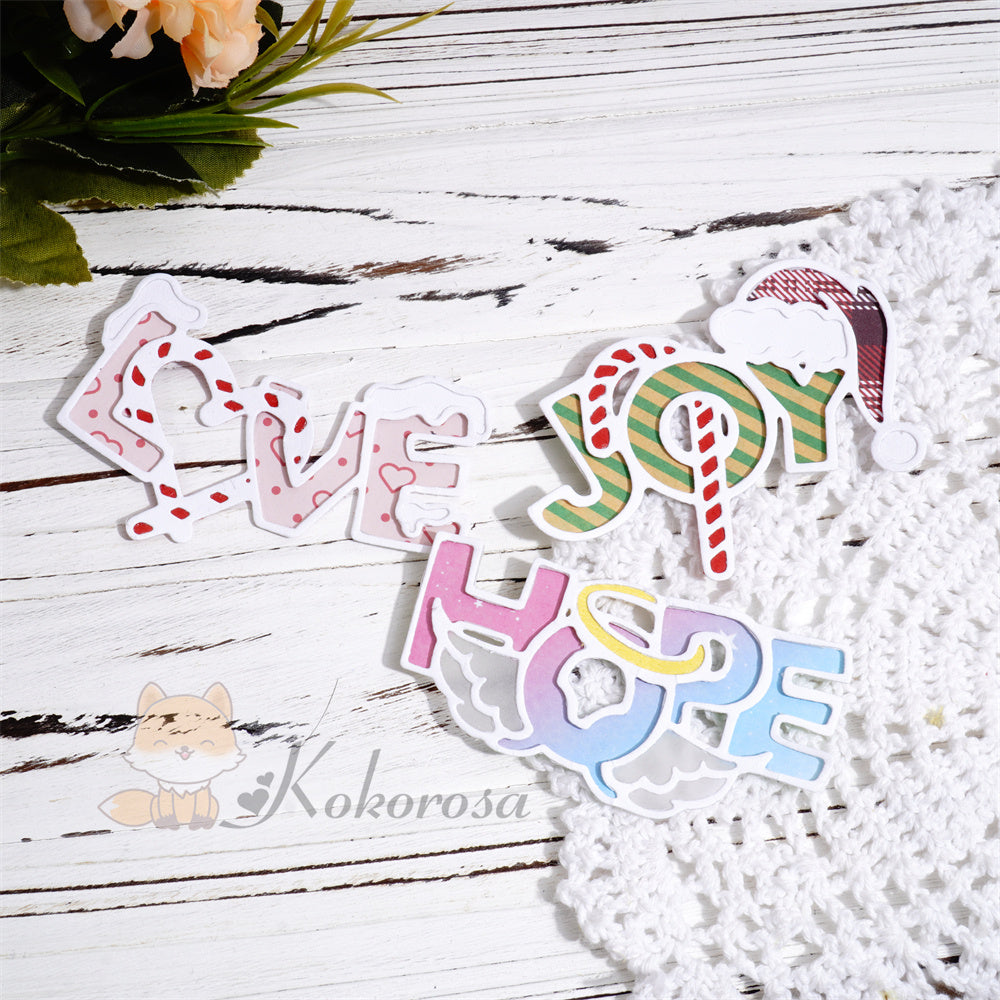 Kokorosa Metal Cutting Dies with 'Love Hope Joy' Word