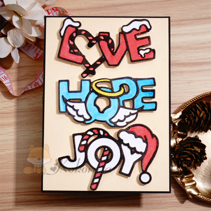 Kokorosa Metal Cutting Dies with 'Love Hope Joy' Word