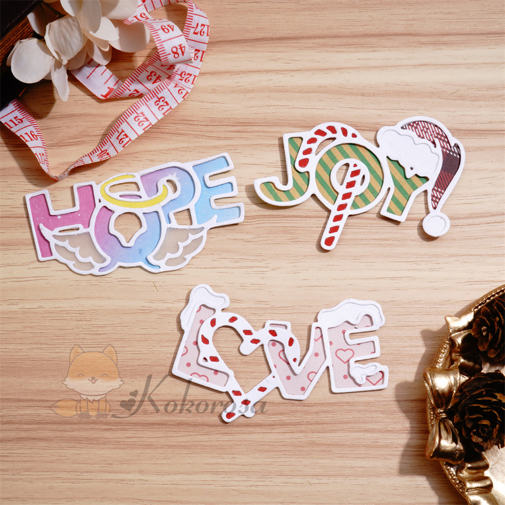 Kokorosa Metal Cutting Dies with 'Love Hope Joy' Word