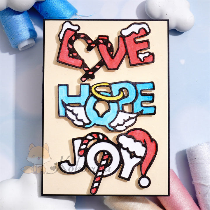 Kokorosa Metal Cutting Dies with 'Love Hope Joy' Word