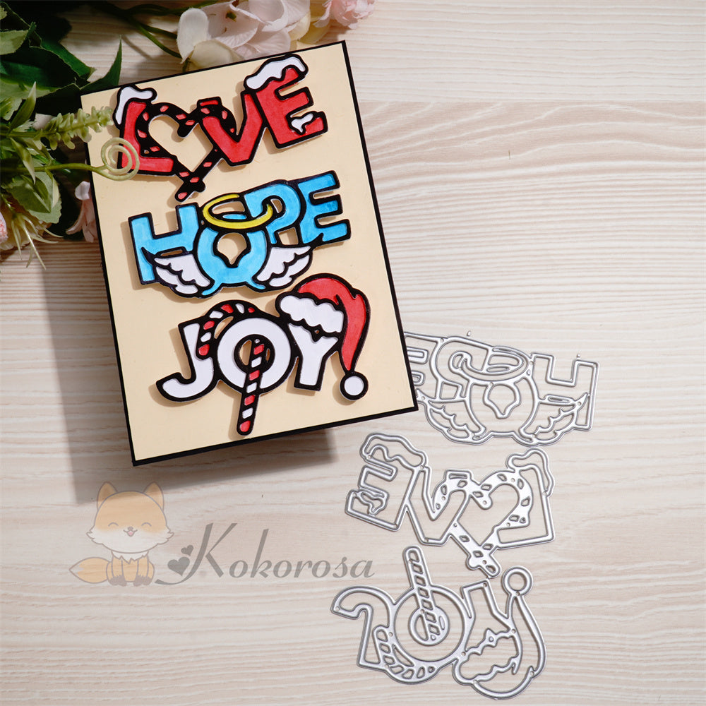 Kokorosa Metal Cutting Dies with 'Love Hope Joy' Word