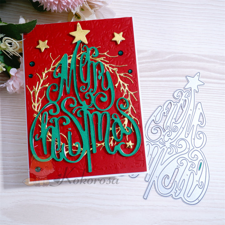 Kokorosa Metal Cutting Dies with Merry Christmas Tree