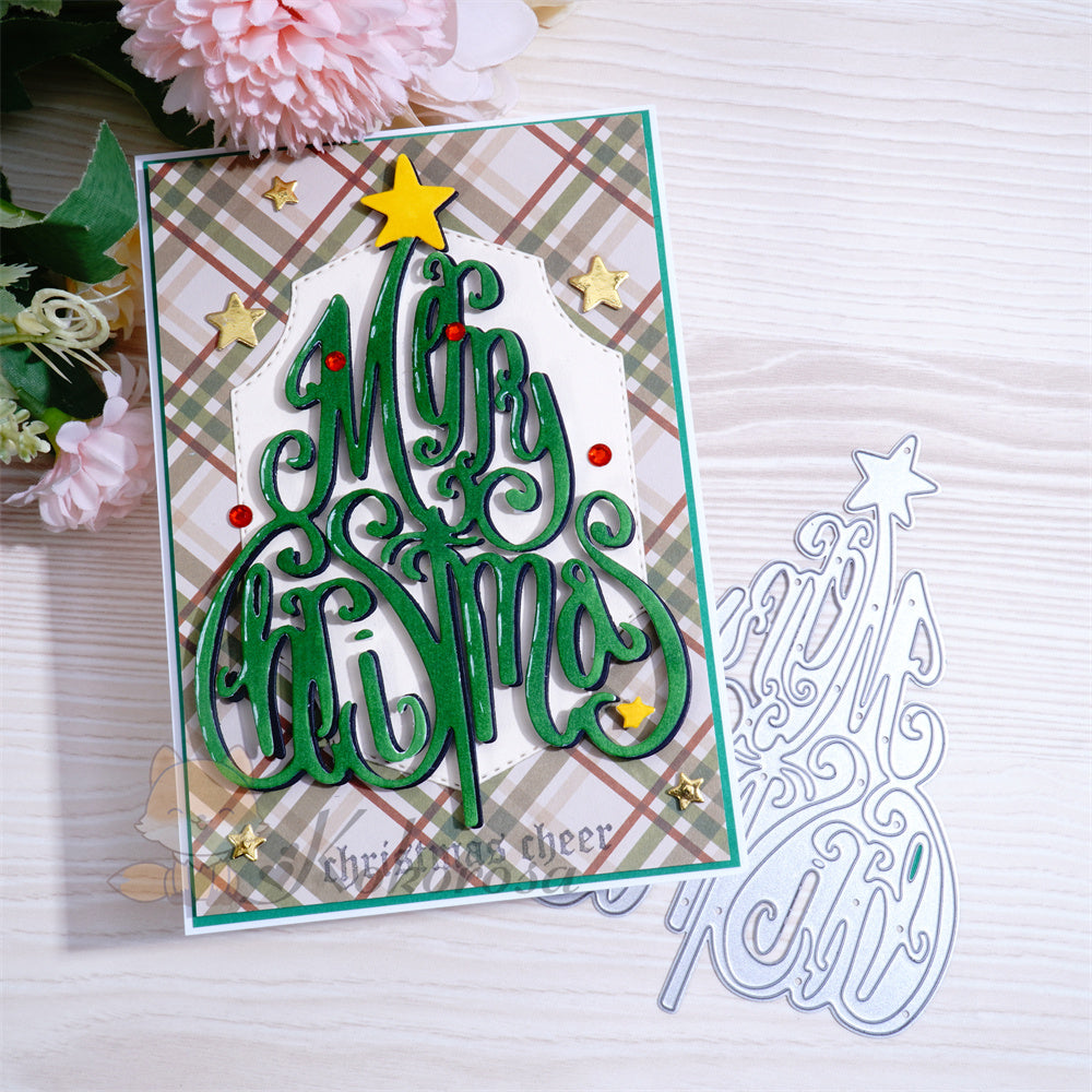 Kokorosa Metal Cutting Dies with Merry Christmas Tree