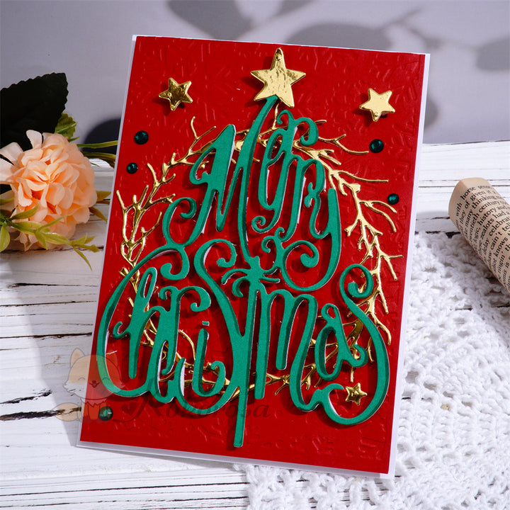 Kokorosa Metal Cutting Dies with Merry Christmas Tree