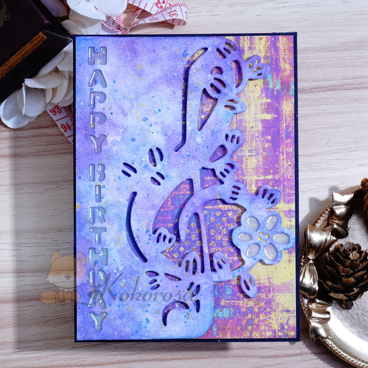 Kokorosa Metal Cutting Dies with Note Border and Happy Birthday Word