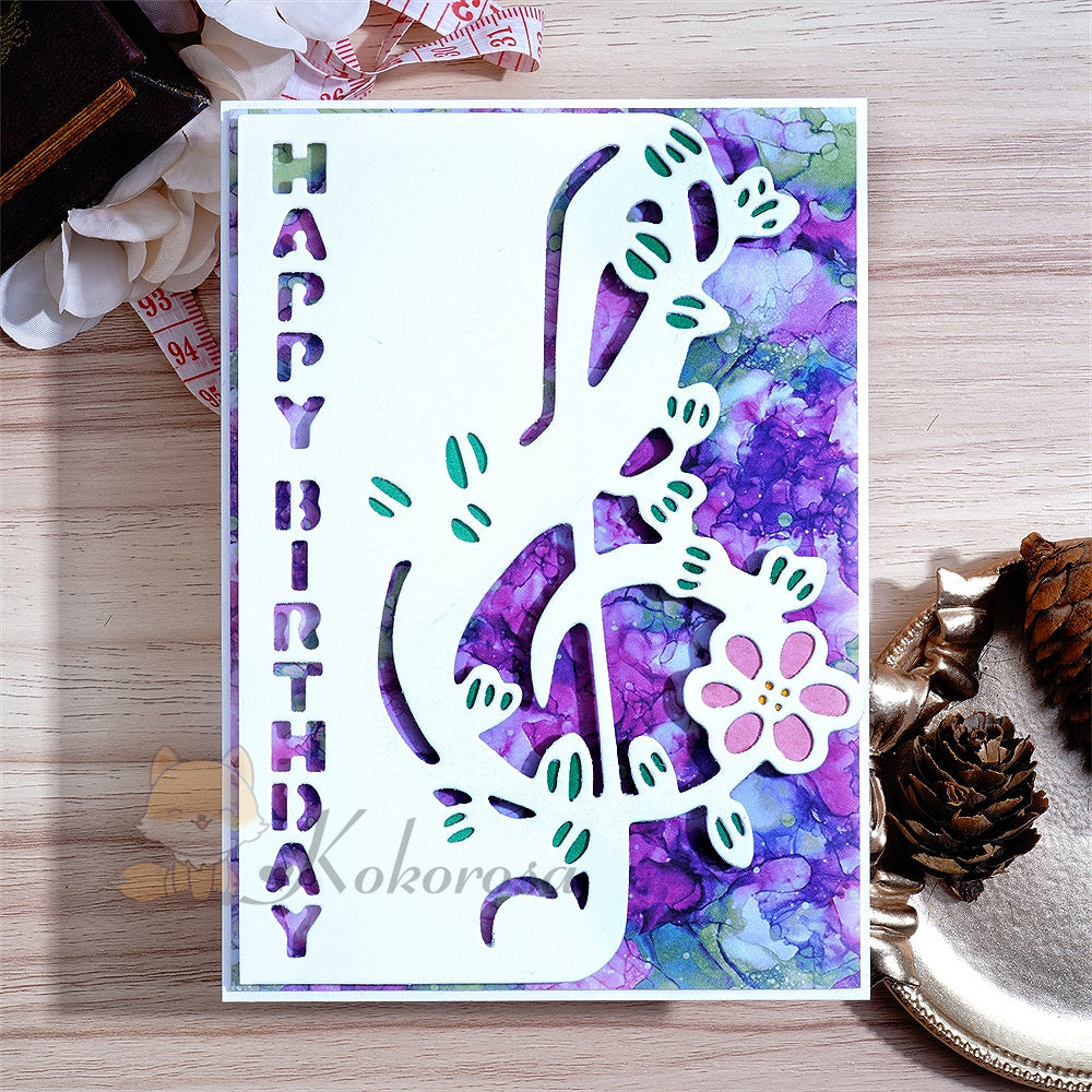 Kokorosa Metal Cutting Dies with Note Border and Happy Birthday Word