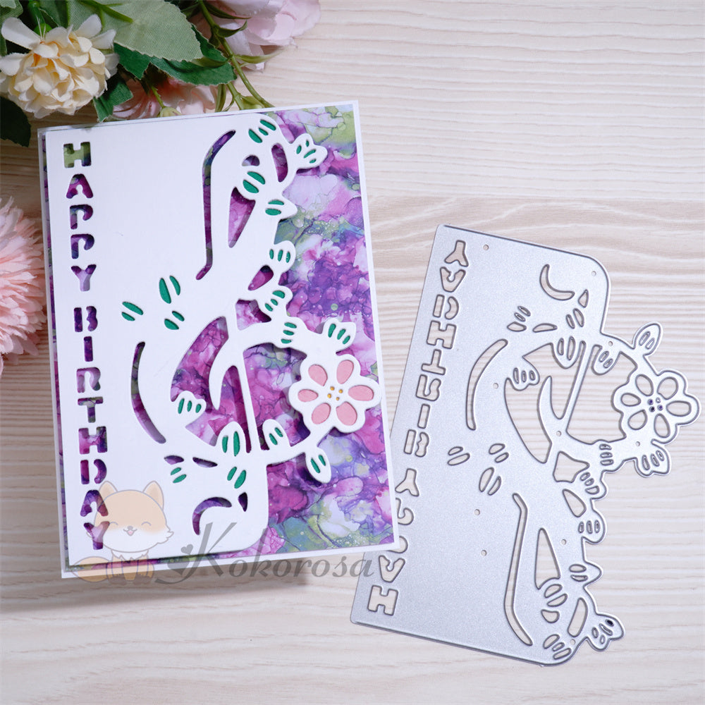 Kokorosa Metal Cutting Dies with Note Border and Happy Birthday Word