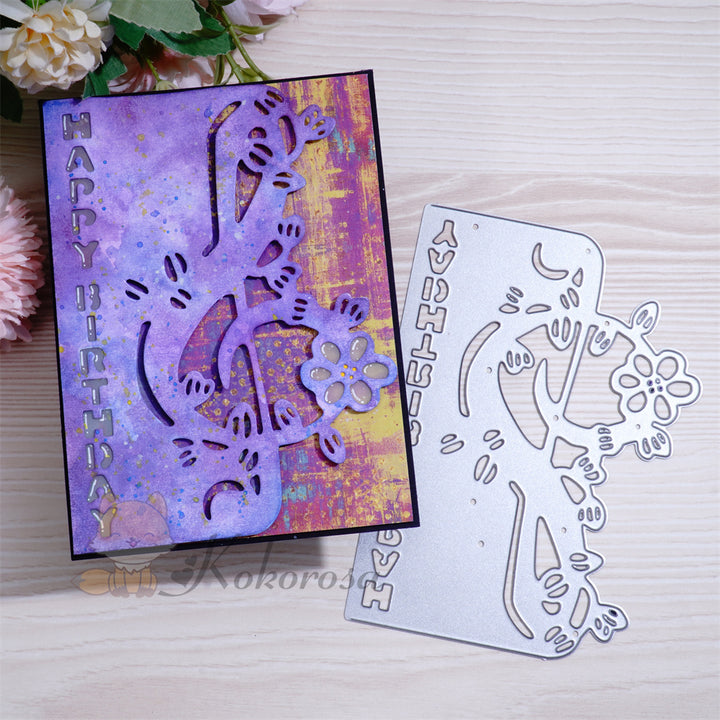 Kokorosa Metal Cutting Dies with Note Border and Happy Birthday Word