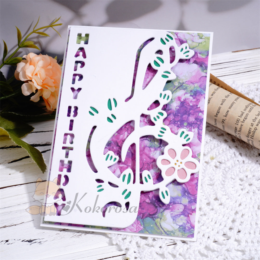 Kokorosa Metal Cutting Dies with Note Border and Happy Birthday Word