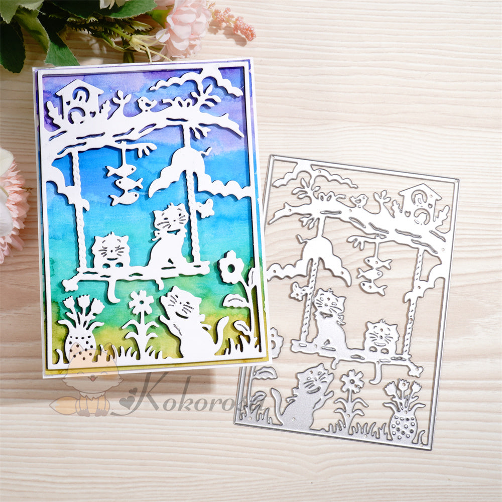 Kokorosa Metal Cutting Dies with Cats Playing Background Board