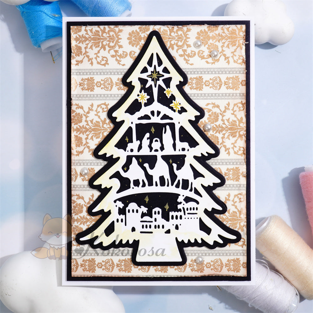 Kokorosa Metal Cutting Dies with Pray Christmas Tree