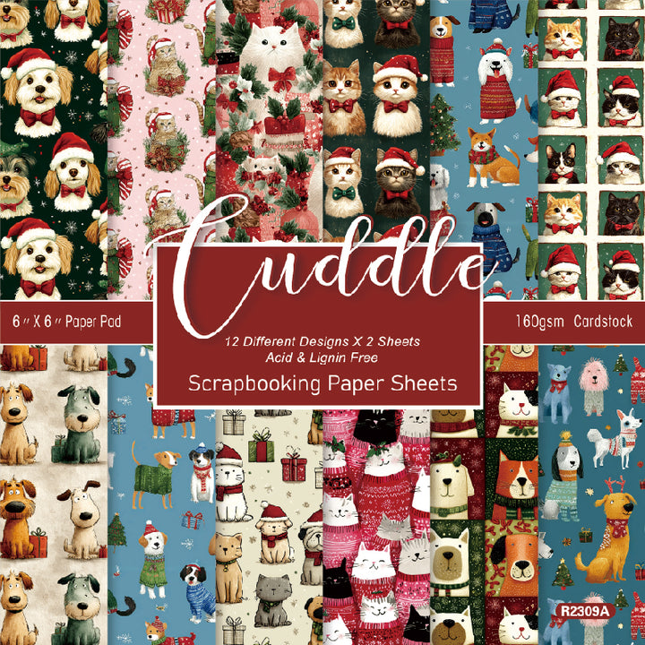 Kokorosa 24PCS 6" Cuddle Scrapbook & Cardstock Paper