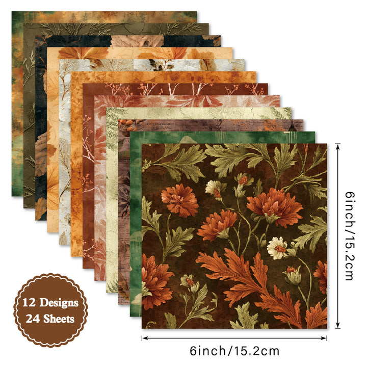 Kokorosa 24PCS 6" Foliage Scrapbook & Cardstock Paper