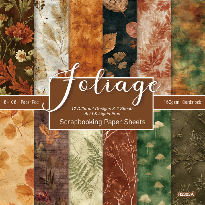 Kokorosa 24PCS 6" Foliage Scrapbook & Cardstock Paper