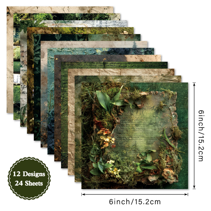 Kokorosa 24PCS 6" Sylva Scrapbook & Cardstock Paper