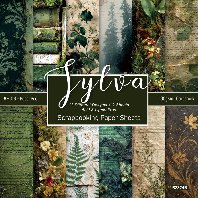 Kokorosa 24PCS 6" Sylva Scrapbook & Cardstock Paper