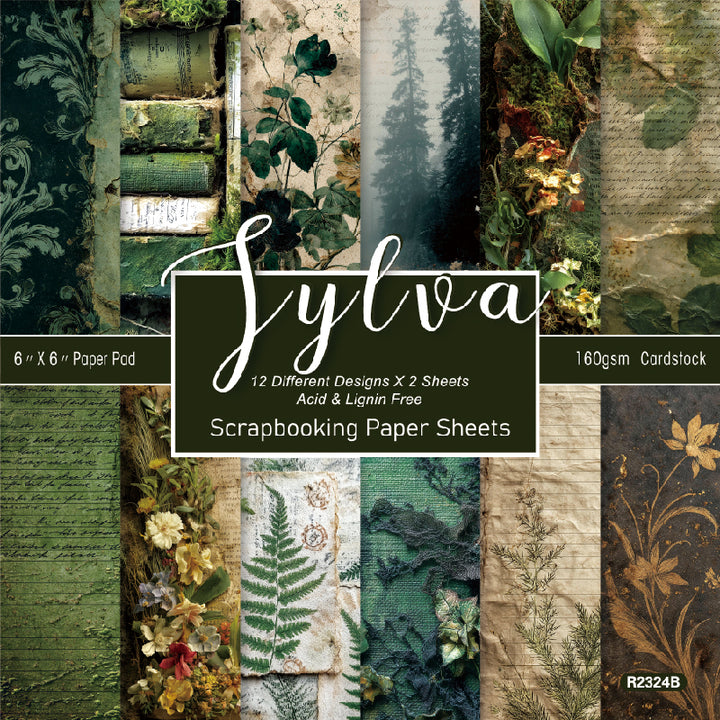 Kokorosa 24PCS 6" Sylva Scrapbook & Cardstock Paper