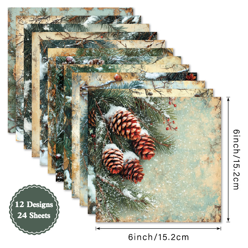 Kokorosa 24PCS 6" Frost Pine Scrapbook & Cardstock Paper