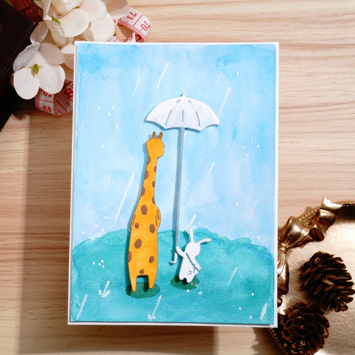 Kokorosa Metal Cutting Dies with Rabbit Holds Umbrella for Giraffe