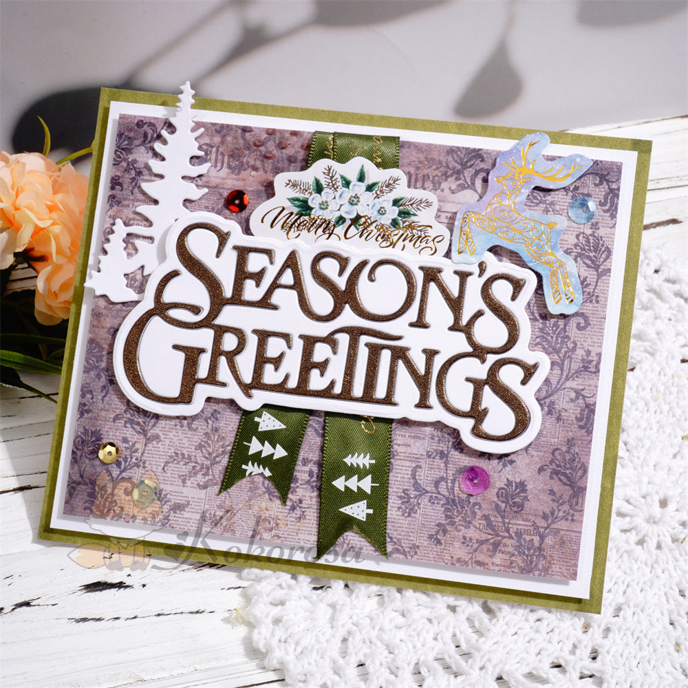 Kokorosa Metal Cutting Dies with Season's Greeting Word