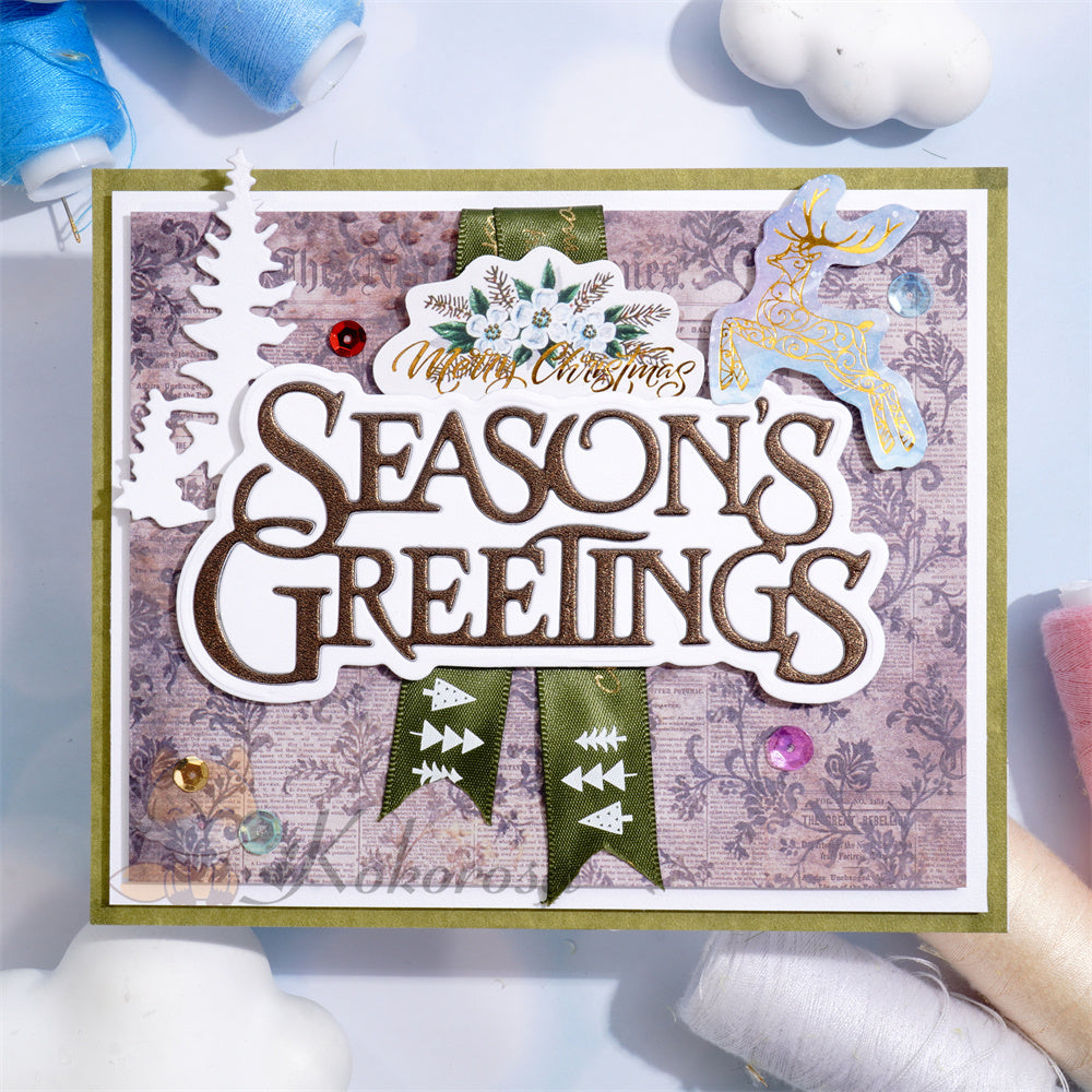 Kokorosa Metal Cutting Dies with Season's Greeting Word