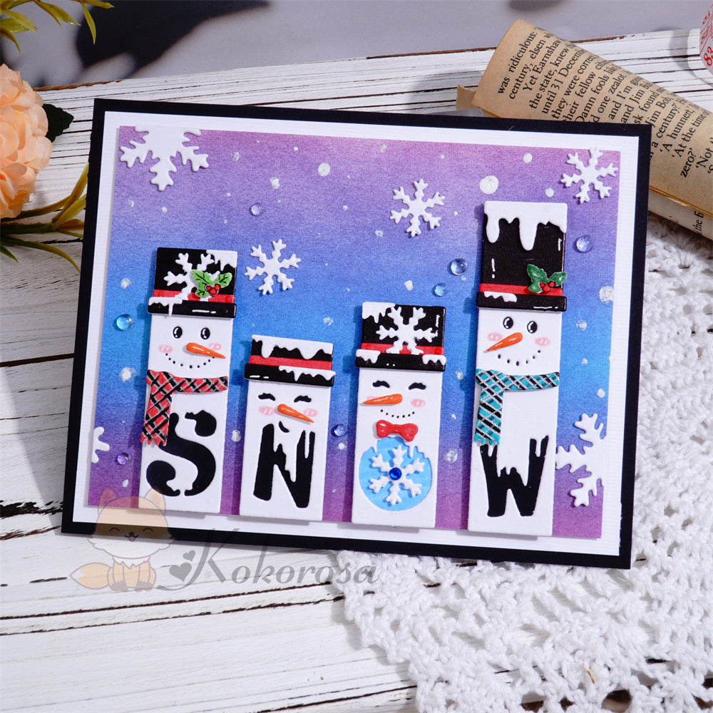 Kokorosa Metal Cutting Dies with Snow Word Flat Snowman