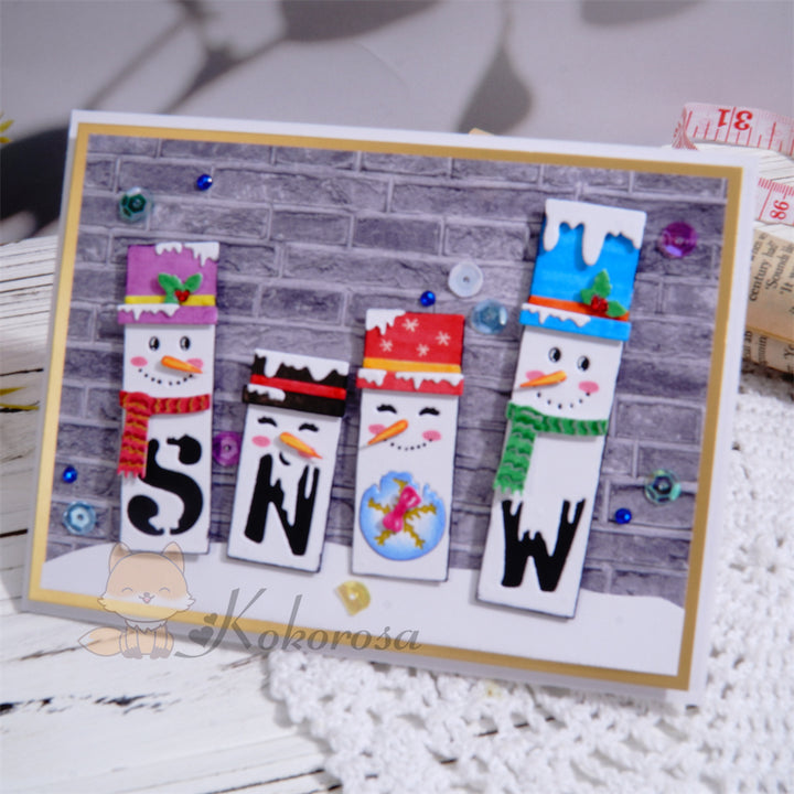 Kokorosa Metal Cutting Dies with Snow Word Flat Snowman