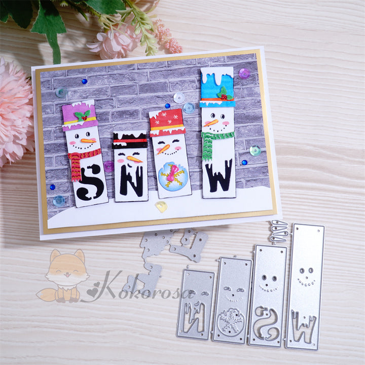 Kokorosa Metal Cutting Dies with Snow Word Flat Snowman