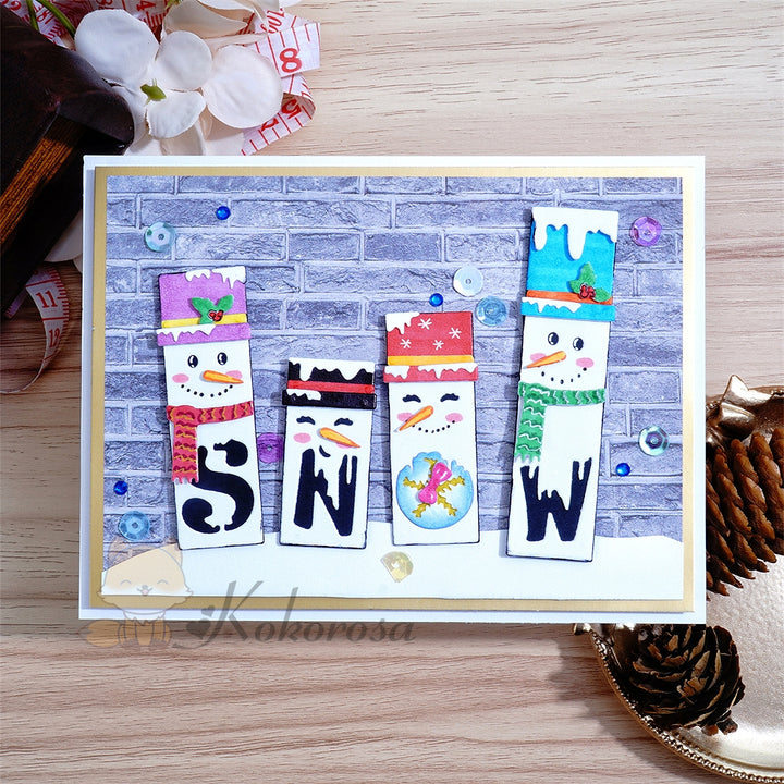 Kokorosa Metal Cutting Dies with Snow Word Flat Snowman