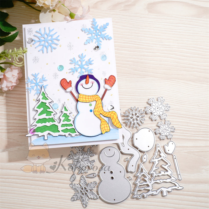 Kokorosa Metal Cutting Dies with Snowman Snowflake and Trees