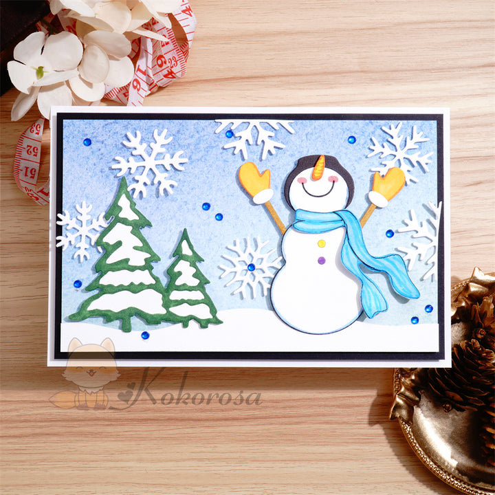 Kokorosa Metal Cutting Dies with Snowman Snowflake and Trees