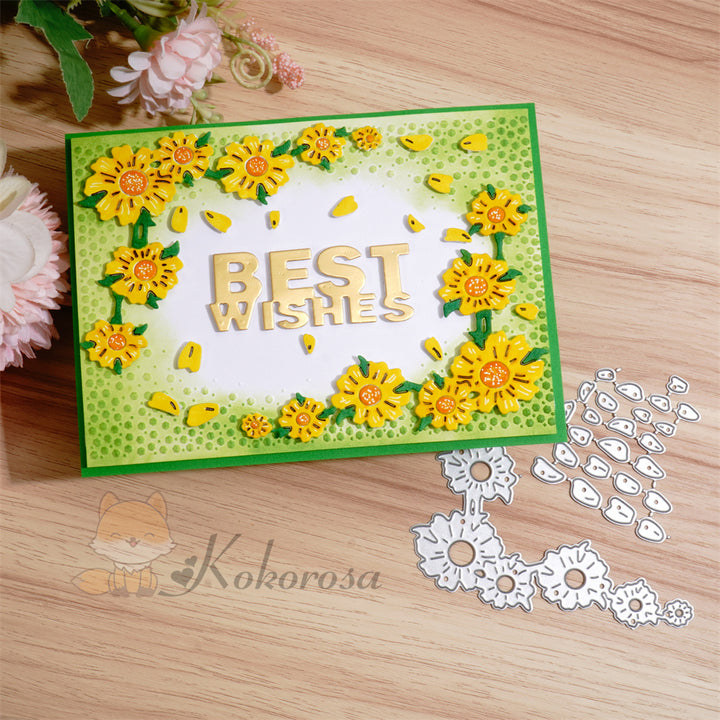 Kokorosa Metal Cutting Dies with Sunflower Border