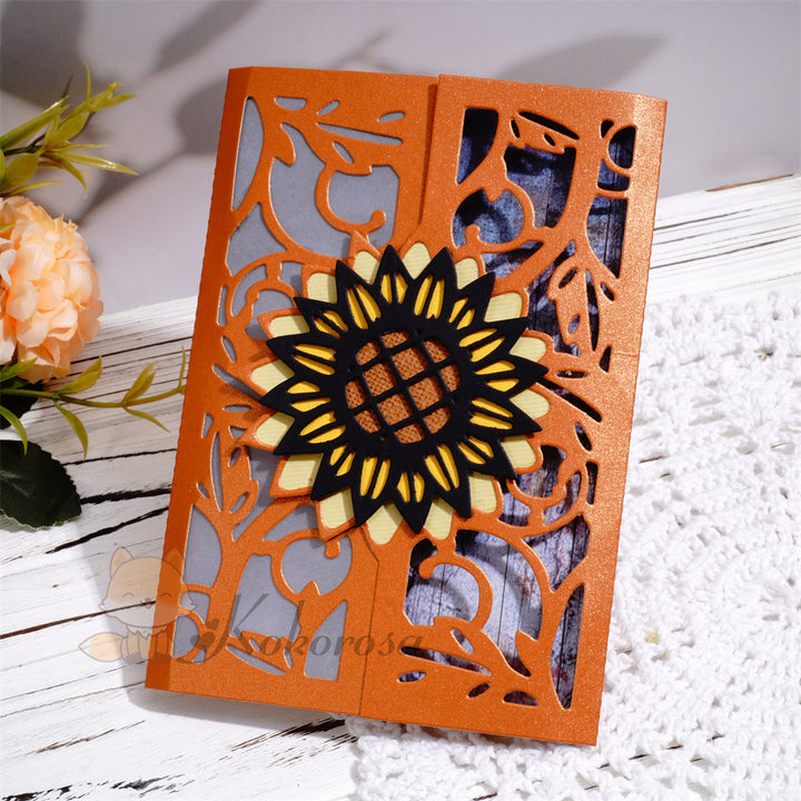 Kokorosa Metal Cutting Dies with Sunflower Foldable Card