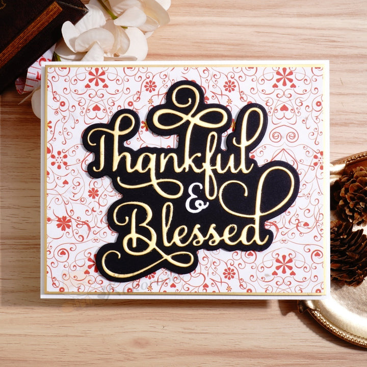 Kokorosa Metal Cutting Dies with 'Thankful & Blessed' Word