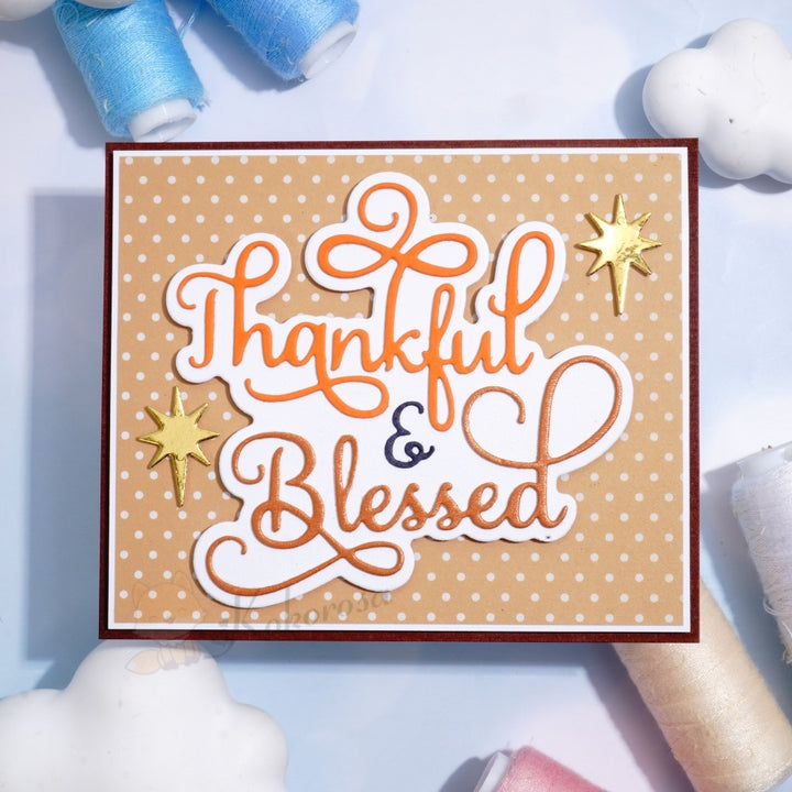 Kokorosa Metal Cutting Dies with 'Thankful & Blessed' Word