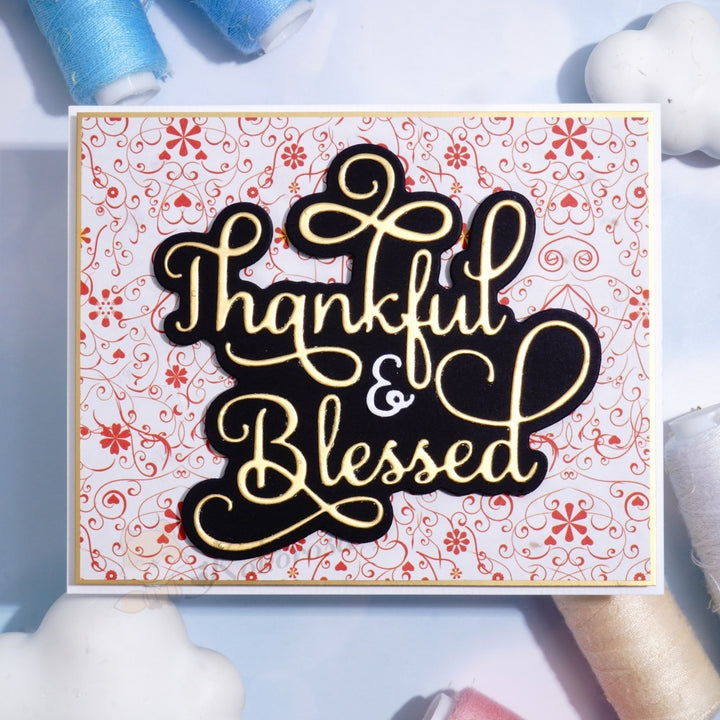 Kokorosa Metal Cutting Dies with 'Thankful & Blessed' Word