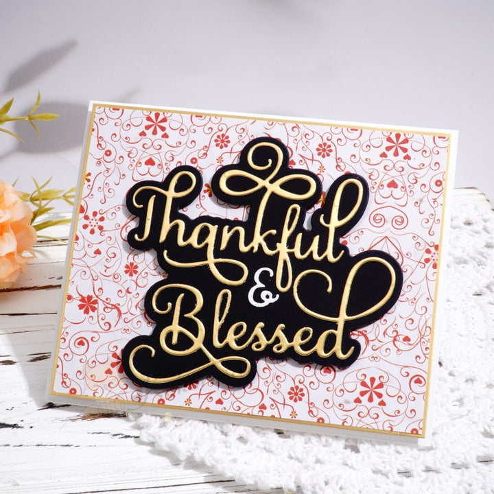 Kokorosa Metal Cutting Dies with 'Thankful & Blessed' Word