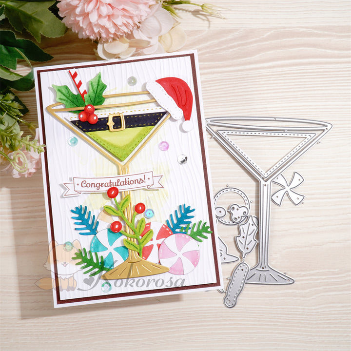 Kokorosa Metal Cutting Dies with Wine Glass Decoration