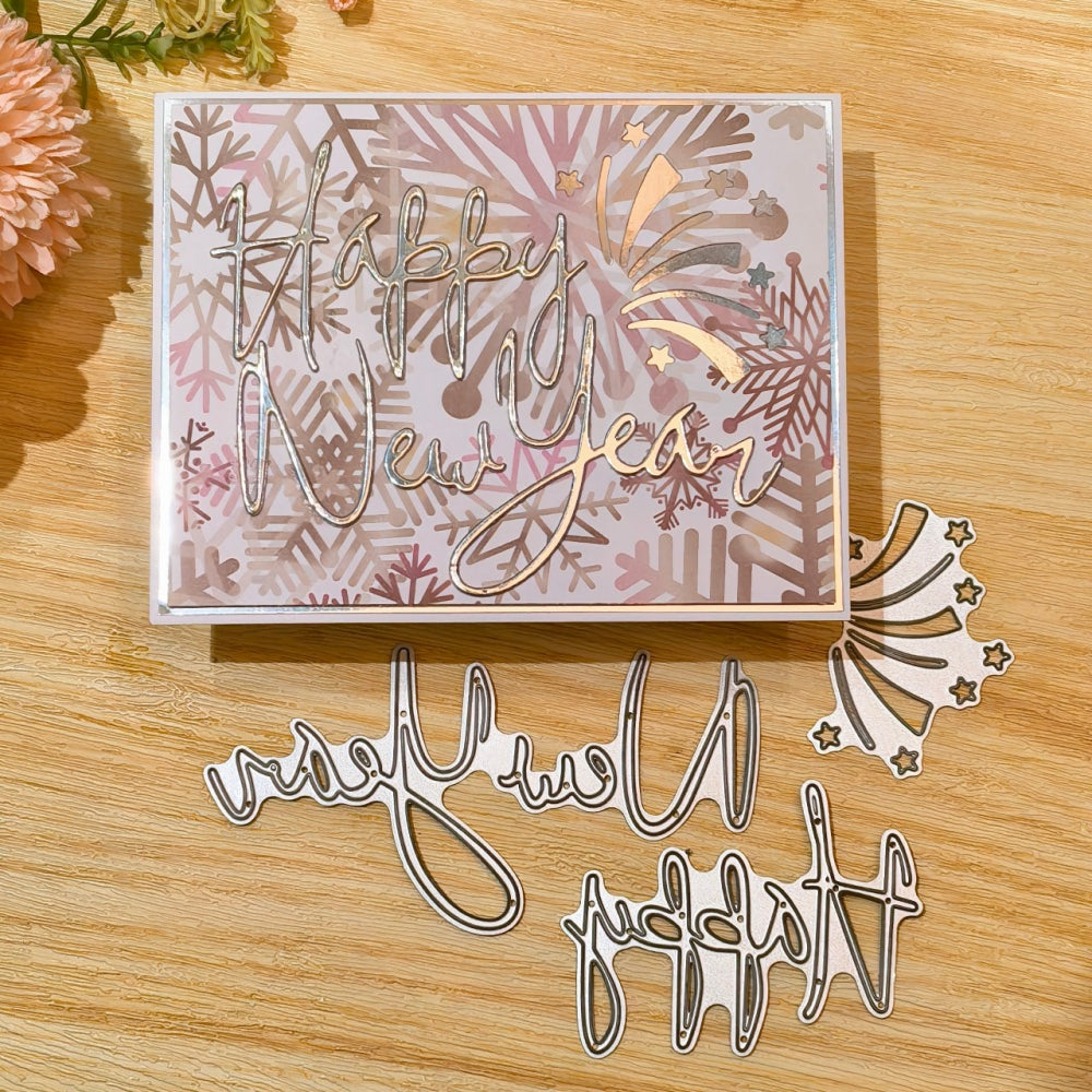 Kokorosa Metal Cutting Dies with Happy New Year Word and Stars