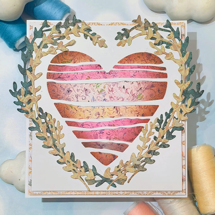 Kokorosa Metal Cutting Dies with Laurel Wreath Heart