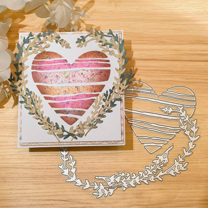 Kokorosa Metal Cutting Dies with Laurel Wreath Heart