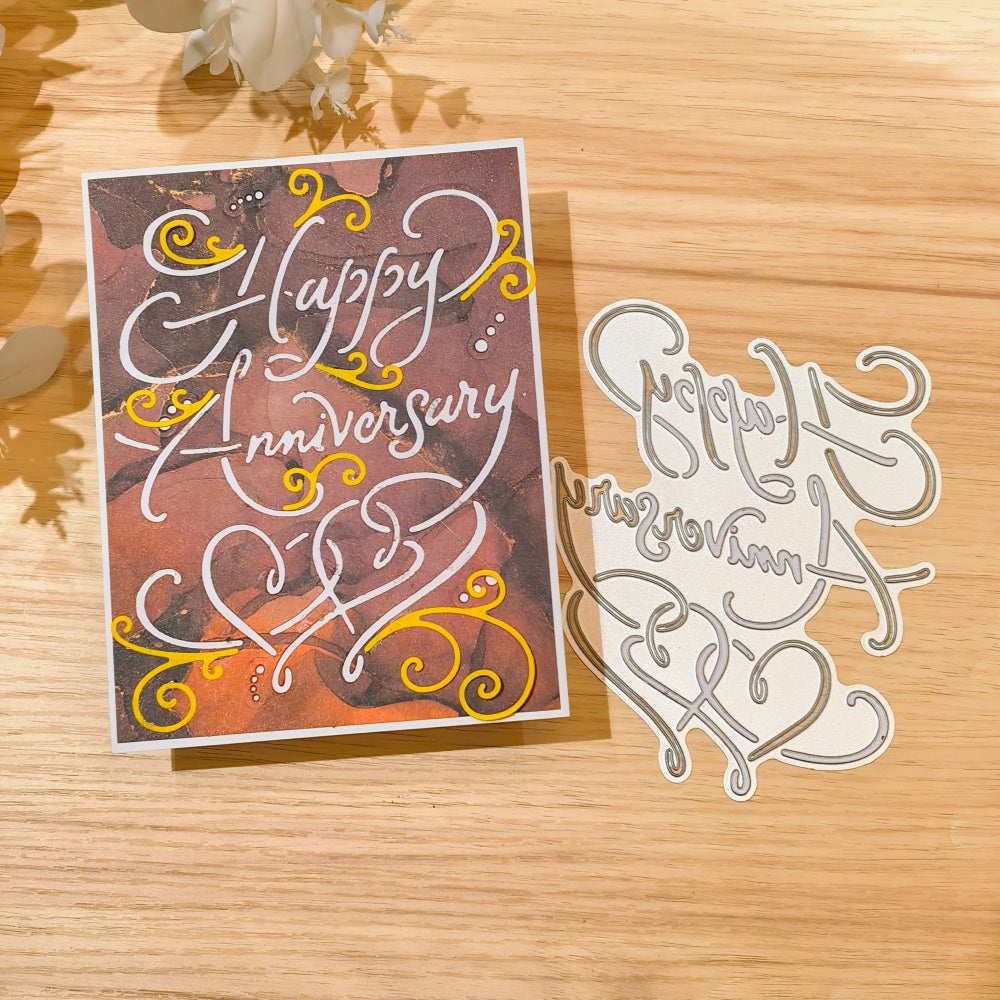 Kokorosa Metal Cutting Dies with Happy Anniversary Word