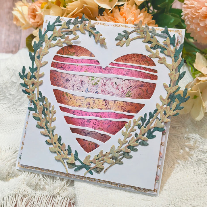 Kokorosa Metal Cutting Dies with Laurel Wreath Heart