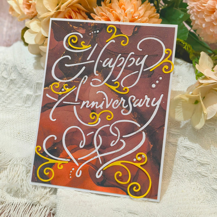 Kokorosa Metal Cutting Dies with Happy Anniversary Word