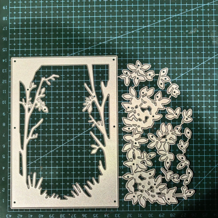 Kokorosa Metal Cutting Dies with Grass and Leaves Background Board