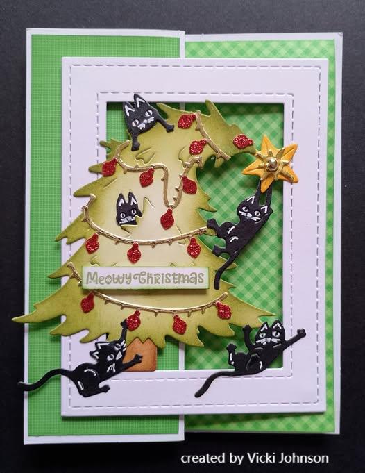 Kokorosa Metal Cutting Dies with Cats in the Christmas Tree